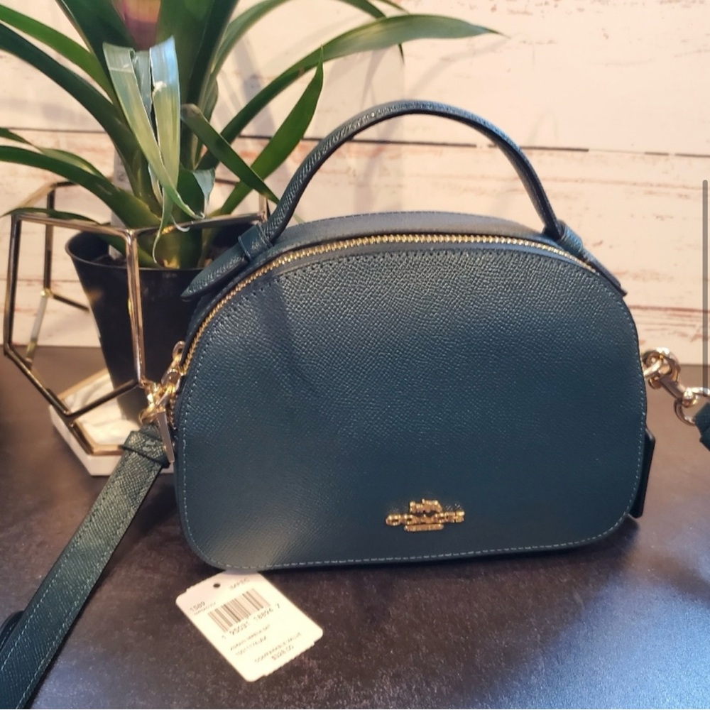 HTF Coach Serena Satchel in Rare/Retired Peacock (Teal)